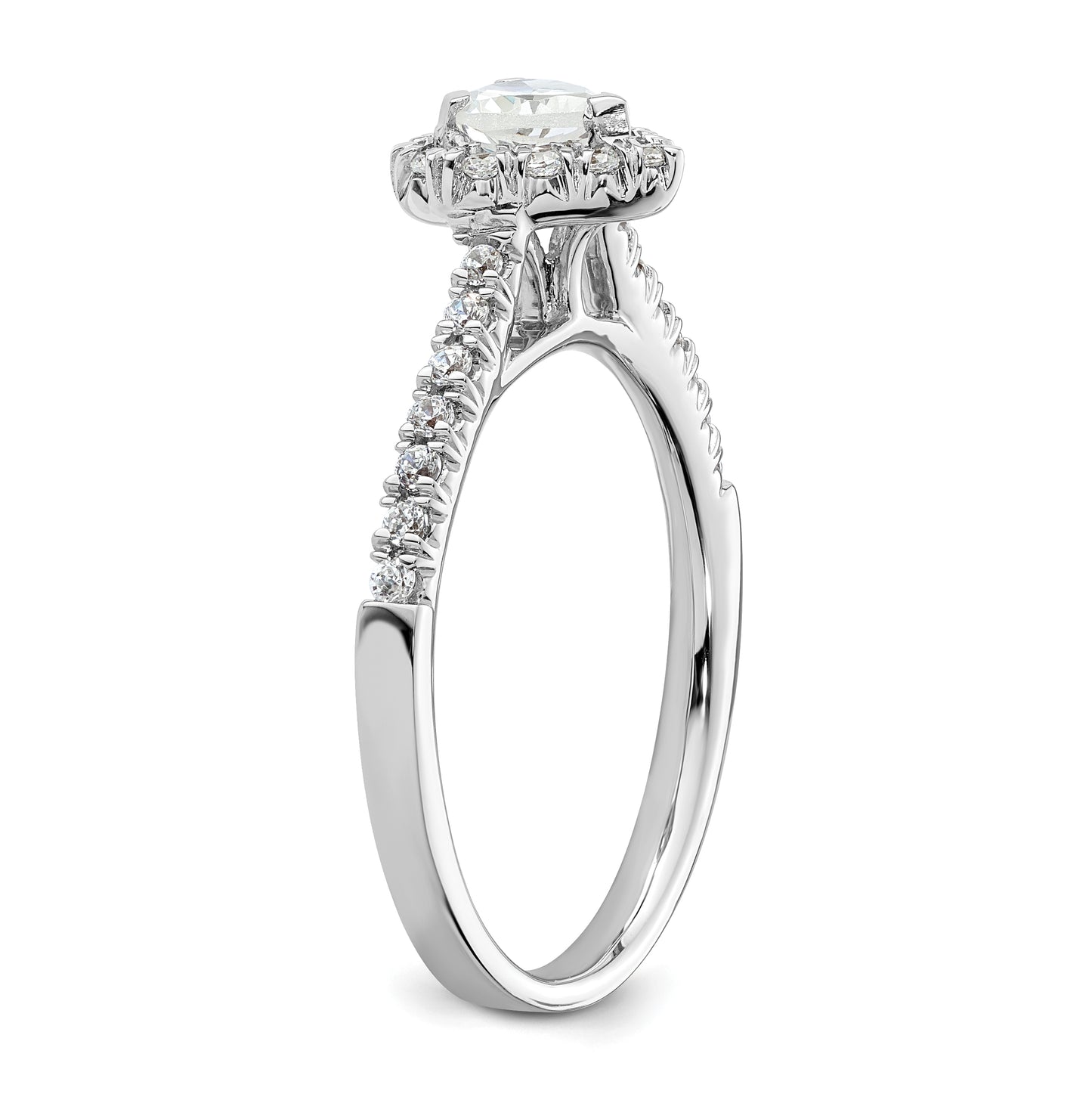 14k White Gold Halo (Holds 1/4 carat (4.2mm) Heart Center) 1/4 carat Diamond Semi-mount Engagement Ring