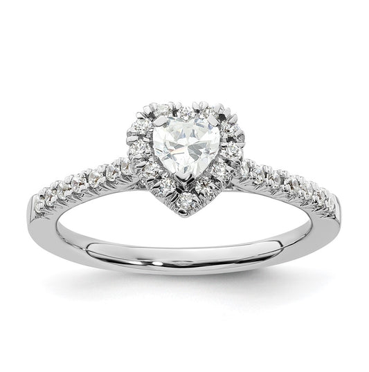 14k White Gold Halo (Holds 1/4 carat (4.2mm) Heart Center) 1/4 carat Diamond Semi-mount Engagement Ring