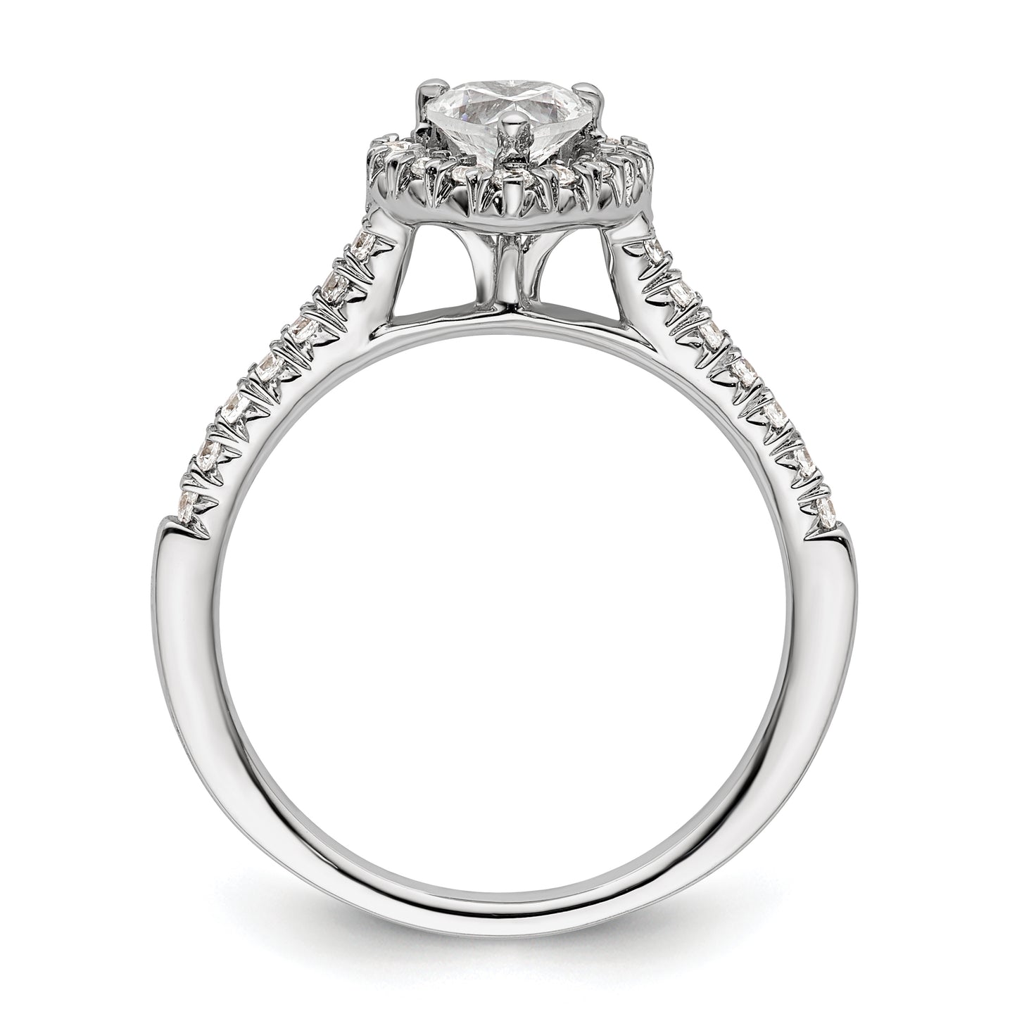 14k White Gold Halo (Holds 1/2 carat (5.2mm) Heart Center) 1/4 carat Diamond Semi-mount Engagement Ring