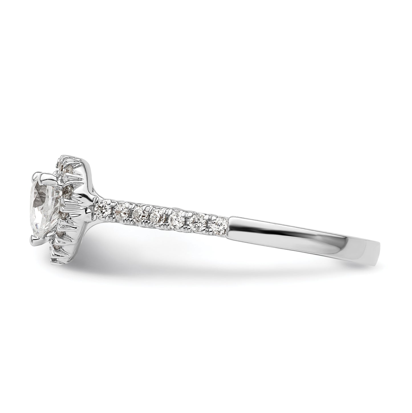14k White Gold Halo (Holds 1/2 carat (5.2mm) Heart Center) 1/4 carat Diamond Semi-mount Engagement Ring