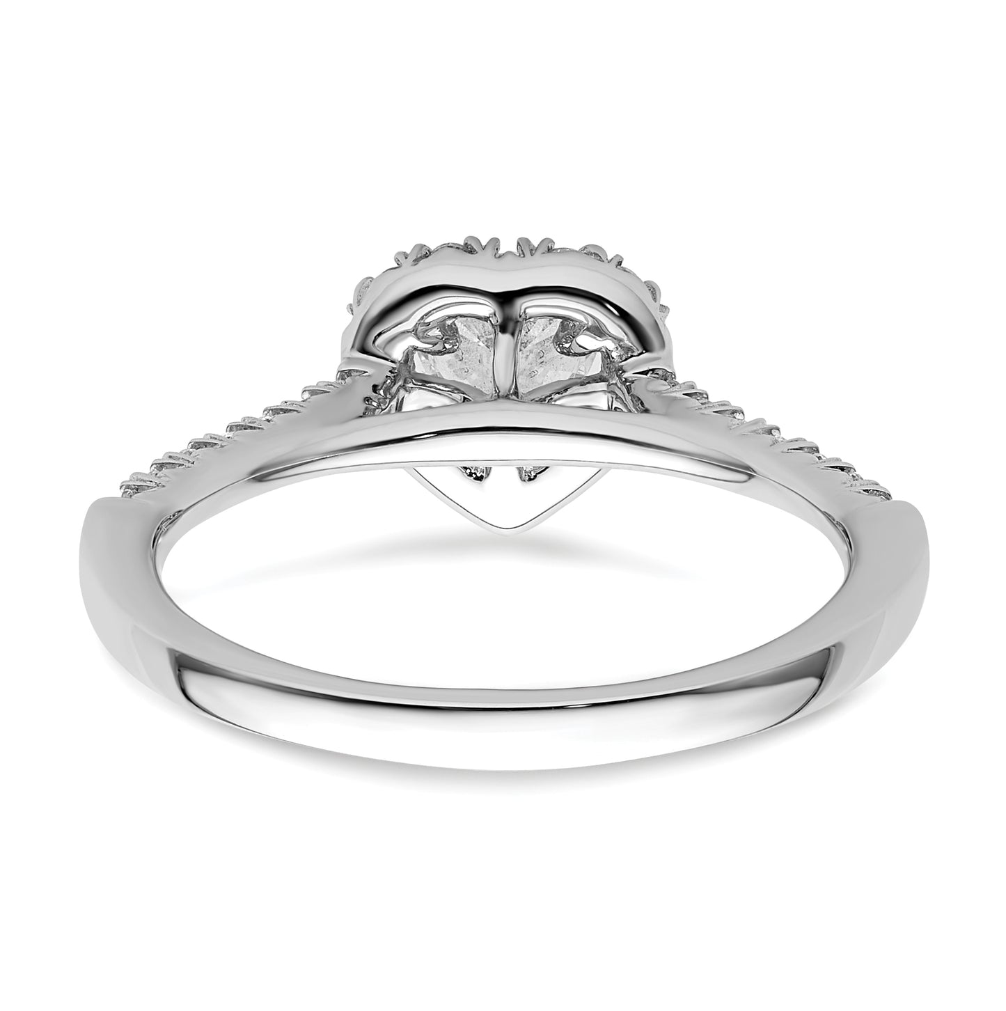 14k White Gold Halo (Holds 1/2 carat (5.2mm) Heart Center) 1/4 carat Diamond Semi-mount Engagement Ring