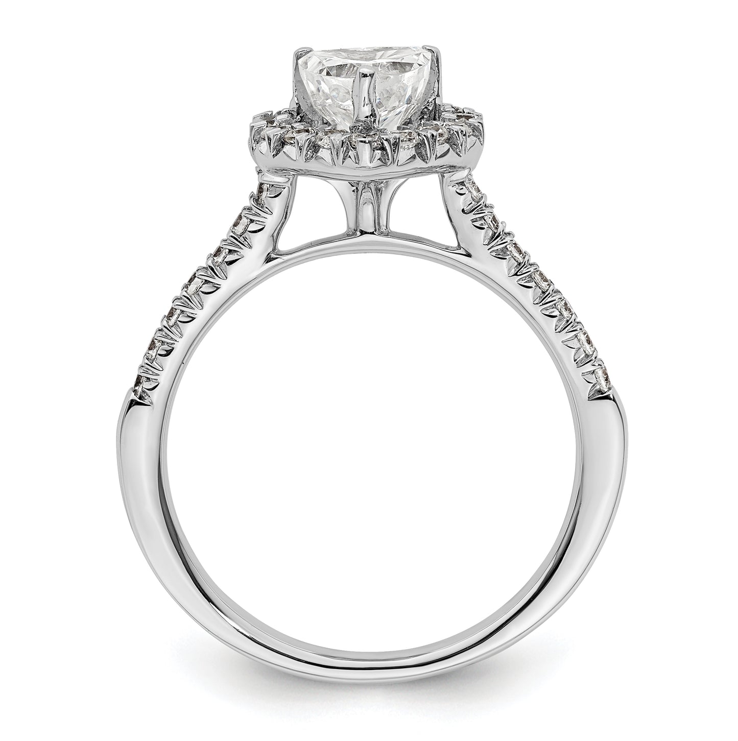 14k White Gold Halo (Holds 3/4 carat (6.00mm) Heart Center) 1/3 carat Diamond Semi-mount Engagement Ring