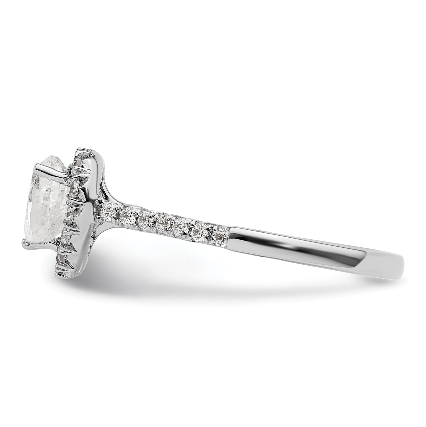 14k White Gold Halo (Holds 3/4 carat (6.00mm) Heart Center) 1/3 carat Diamond Semi-mount Engagement Ring