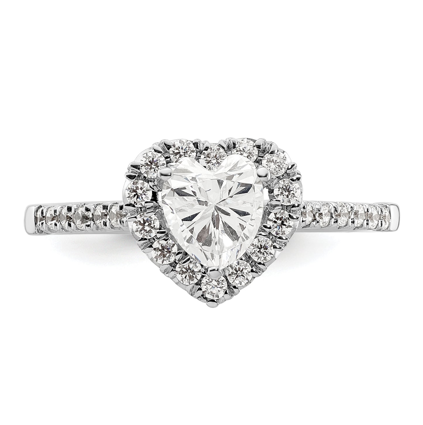 14k White Gold Halo (Holds 3/4 carat (6.00mm) Heart Center) 1/3 carat Diamond Semi-mount Engagement Ring