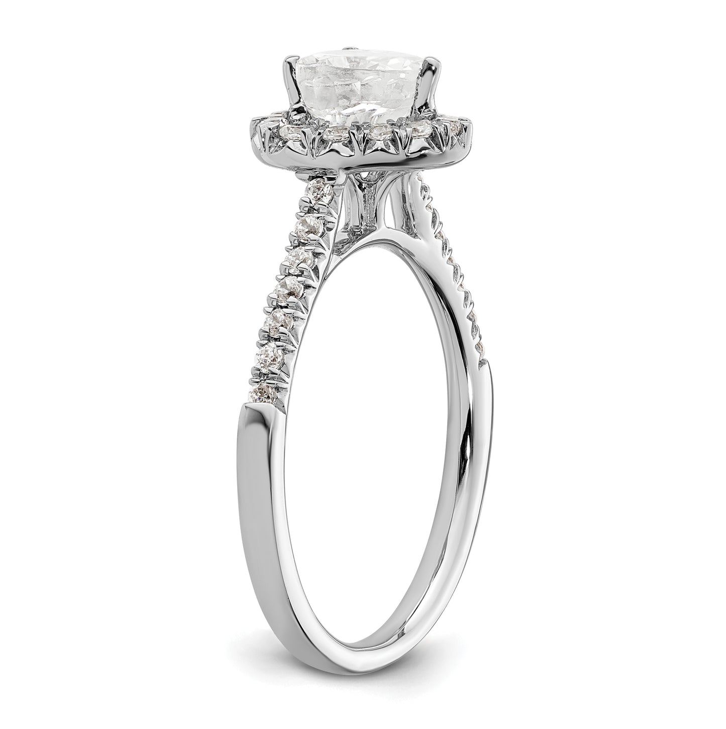 14k White Gold Halo (Holds 3/4 carat (6.00mm) Heart Center) 1/3 carat Diamond Semi-mount Engagement Ring
