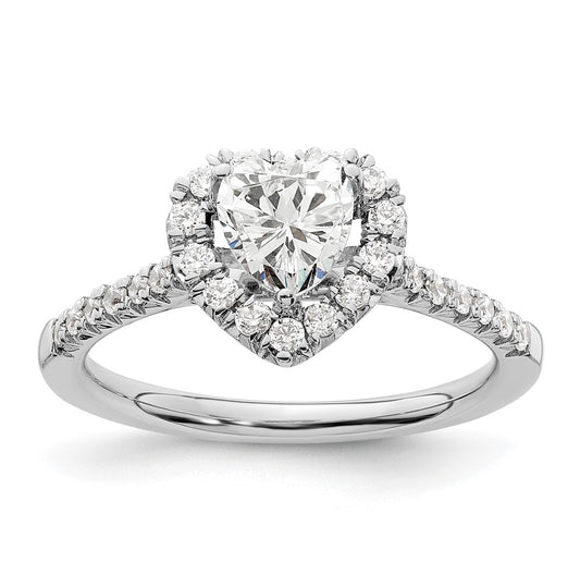 14k White Gold Halo (Holds 3/4 carat (6.00mm) Heart Center) 1/3 carat Diamond Semi-mount Engagement Ring