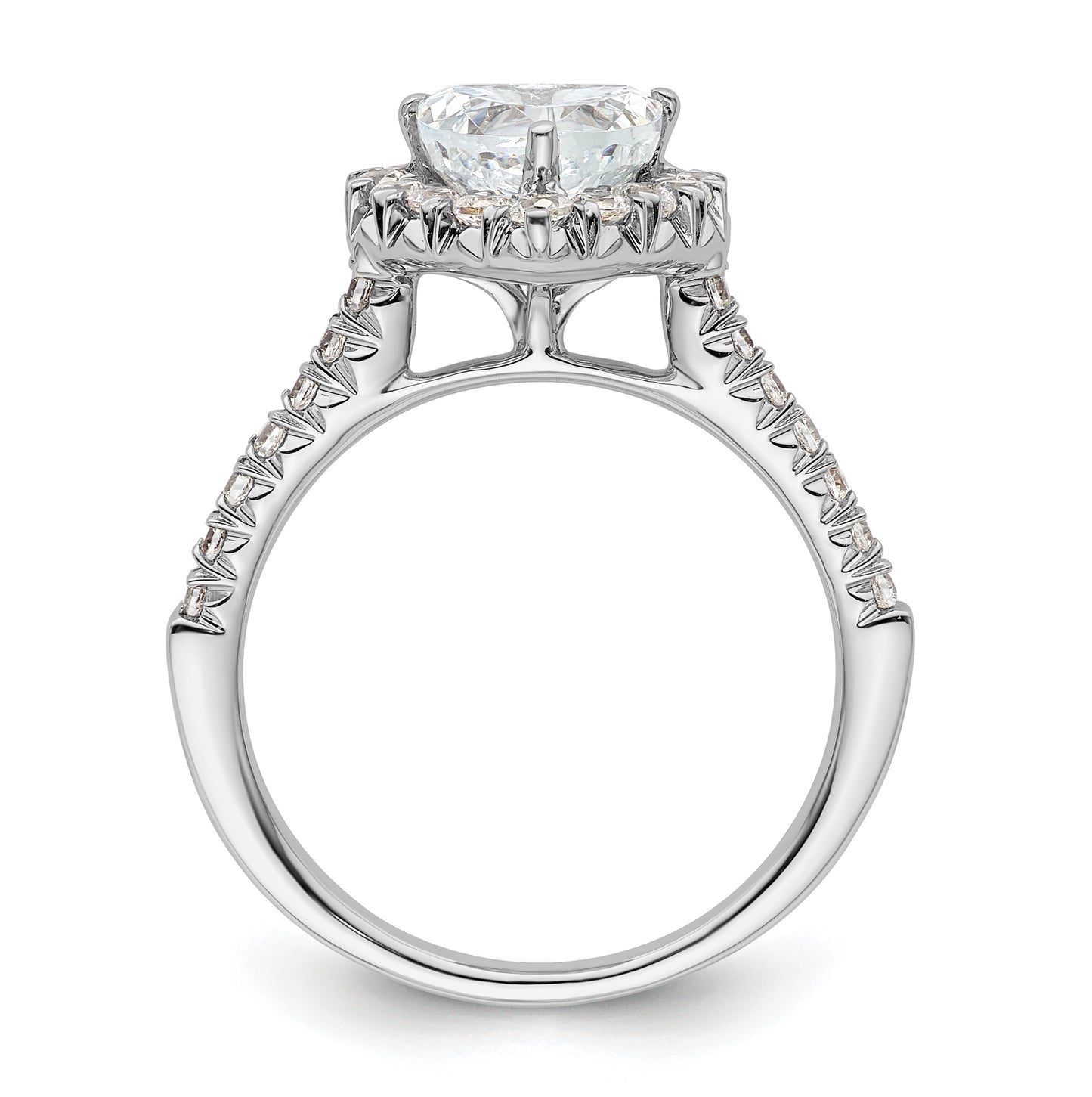 14k White Gold Halo (Holds 1.25 carat (7.1mm) Heart Center) 1/2 carat Diamond Semi-mount Engagement Ring
