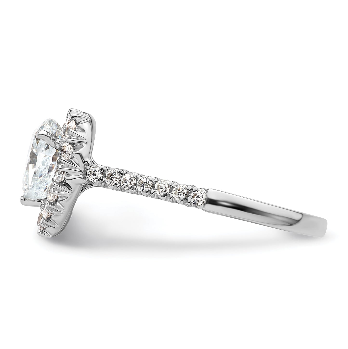 14k White Gold Halo (Holds 1.25 carat (7.1mm) Heart Center) 1/2 carat Diamond Semi-mount Engagement Ring