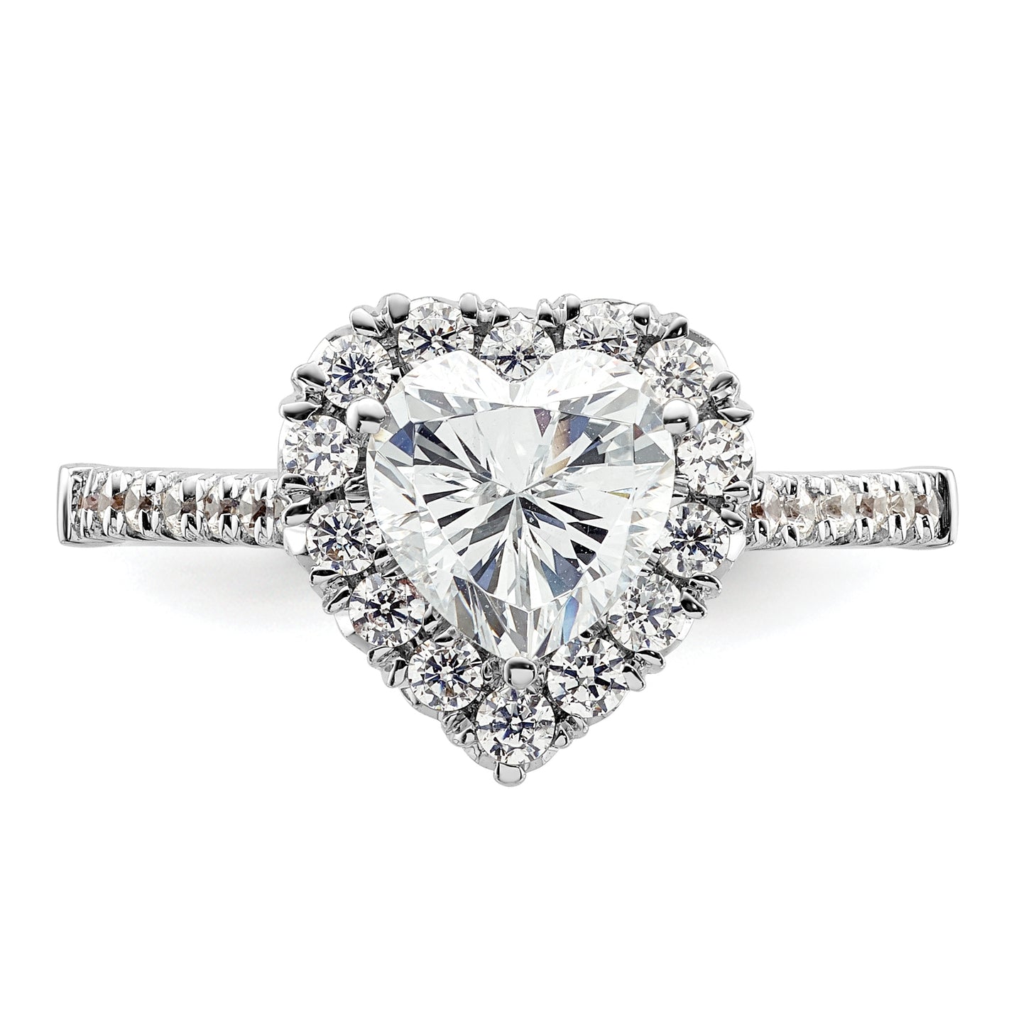 14k White Gold Halo (Holds 1.25 carat (7.1mm) Heart Center) 1/2 carat Diamond Semi-mount Engagement Ring