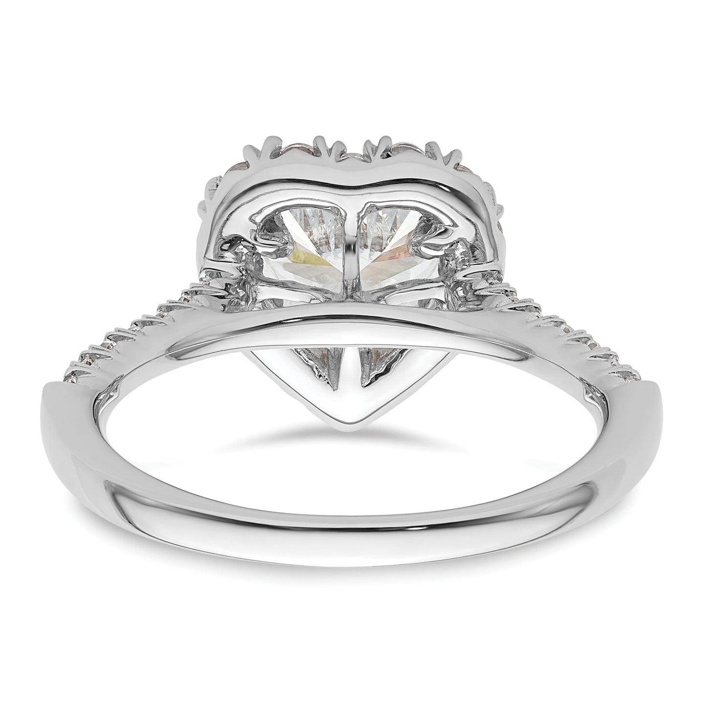 14k White Gold Halo (Holds 1.25 carat (7.1mm) Heart Center) 1/2 carat Diamond Semi-mount Engagement Ring
