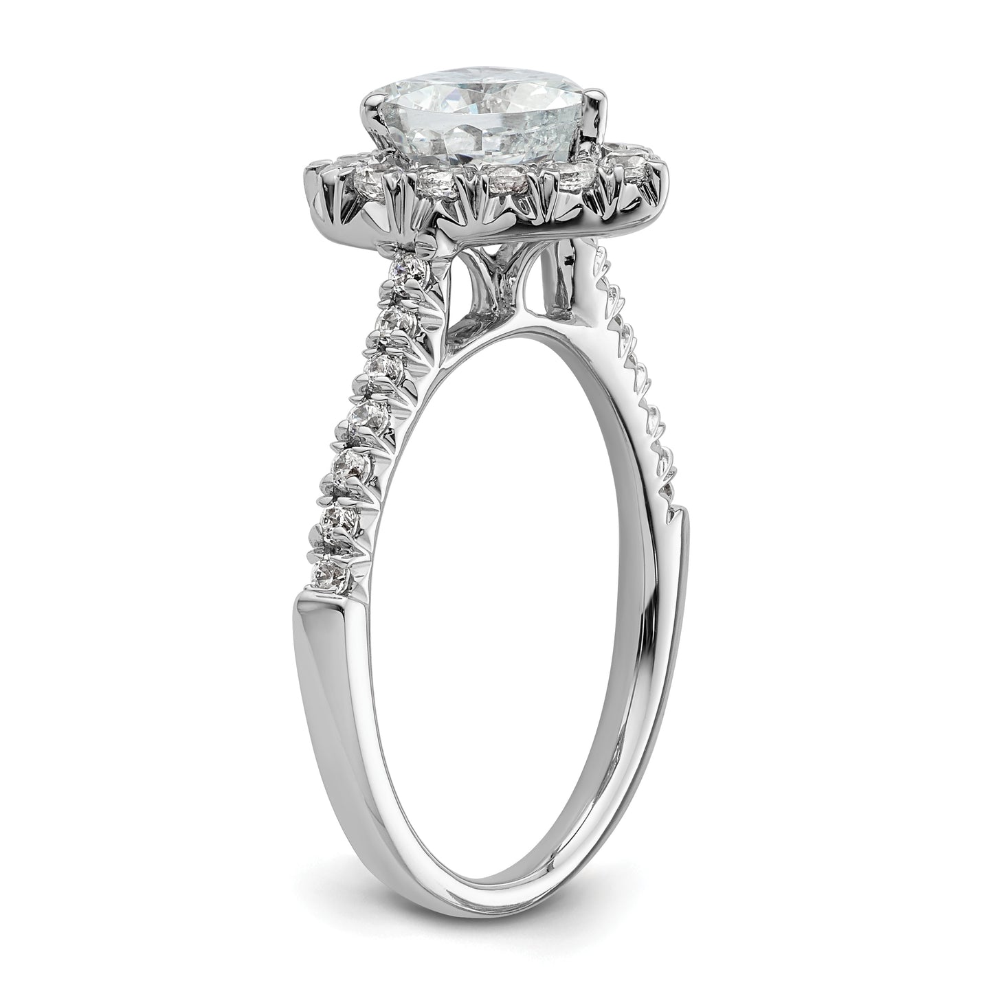 14k White Gold Halo (Holds 1.25 carat (7.1mm) Heart Center) 1/2 carat Diamond Semi-mount Engagement Ring