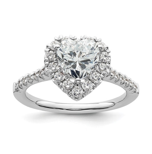 14k White Gold Halo (Holds 1.25 carat (7.1mm) Heart Center) 1/2 carat Diamond Semi-mount Engagement Ring