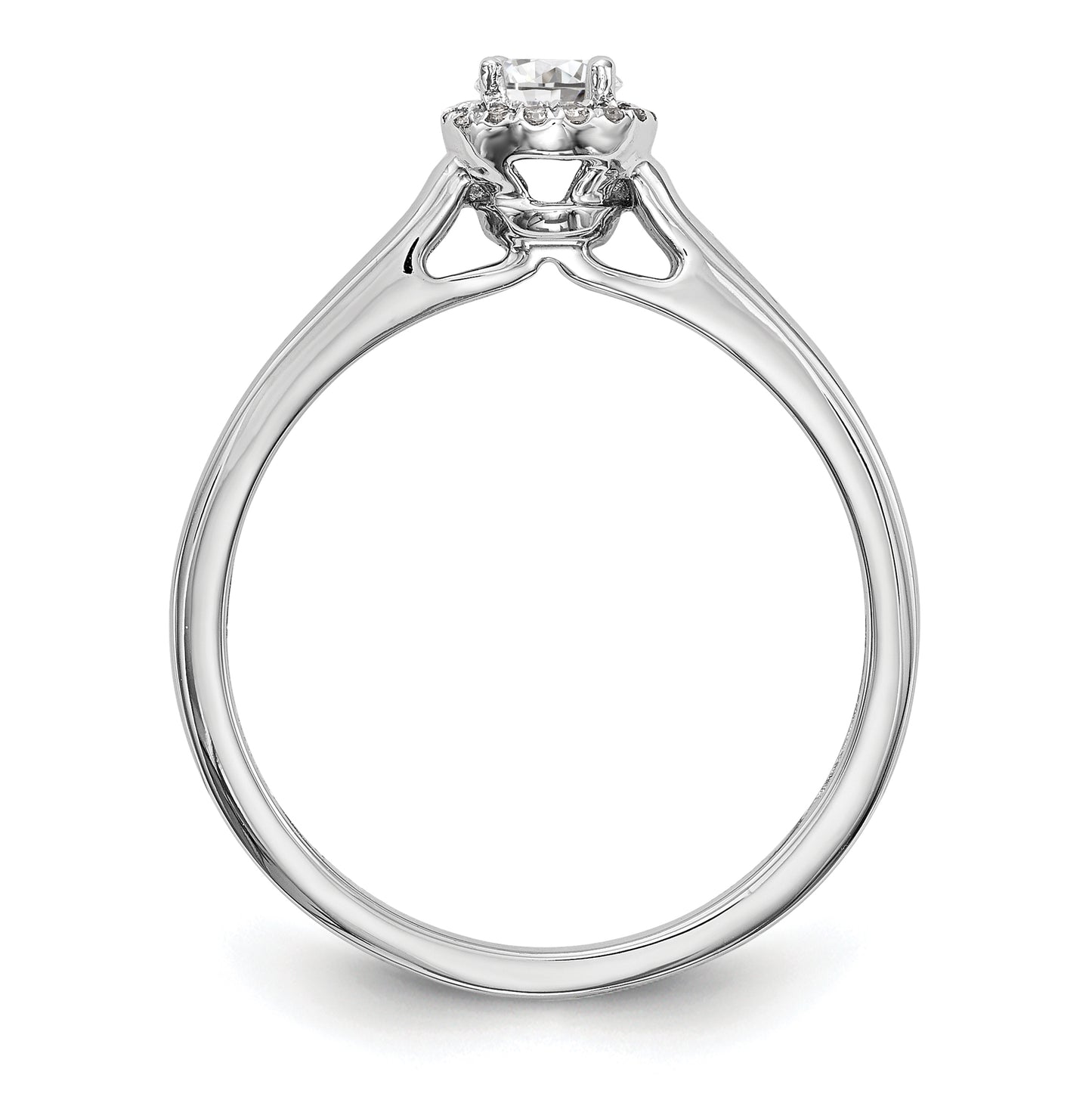 14K White Gold Halo (Holds 1/5 carat (3.5mm) Round Center) 1/20 carat Diamond Semi-Mount Engagement Ring