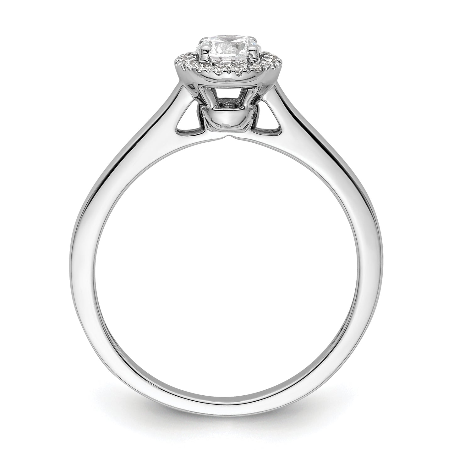 14K White Gold Halo (Holds 1/3 carat (4.1mm) Round Center) 1/15 carat Diamond Semi-Mount Engagement Ring
