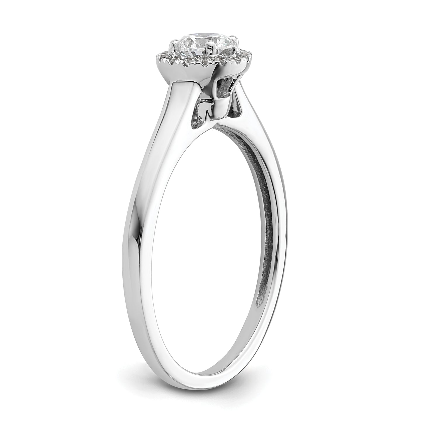 14K White Gold Halo (Holds 1/3 carat (4.1mm) Round Center) 1/15 carat Diamond Semi-Mount Engagement Ring
