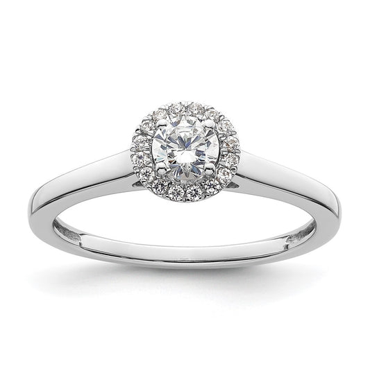 14K White Gold Halo (Holds 1/3 carat (4.1mm) Round Center) 1/15 carat Diamond Semi-Mount Engagement Ring