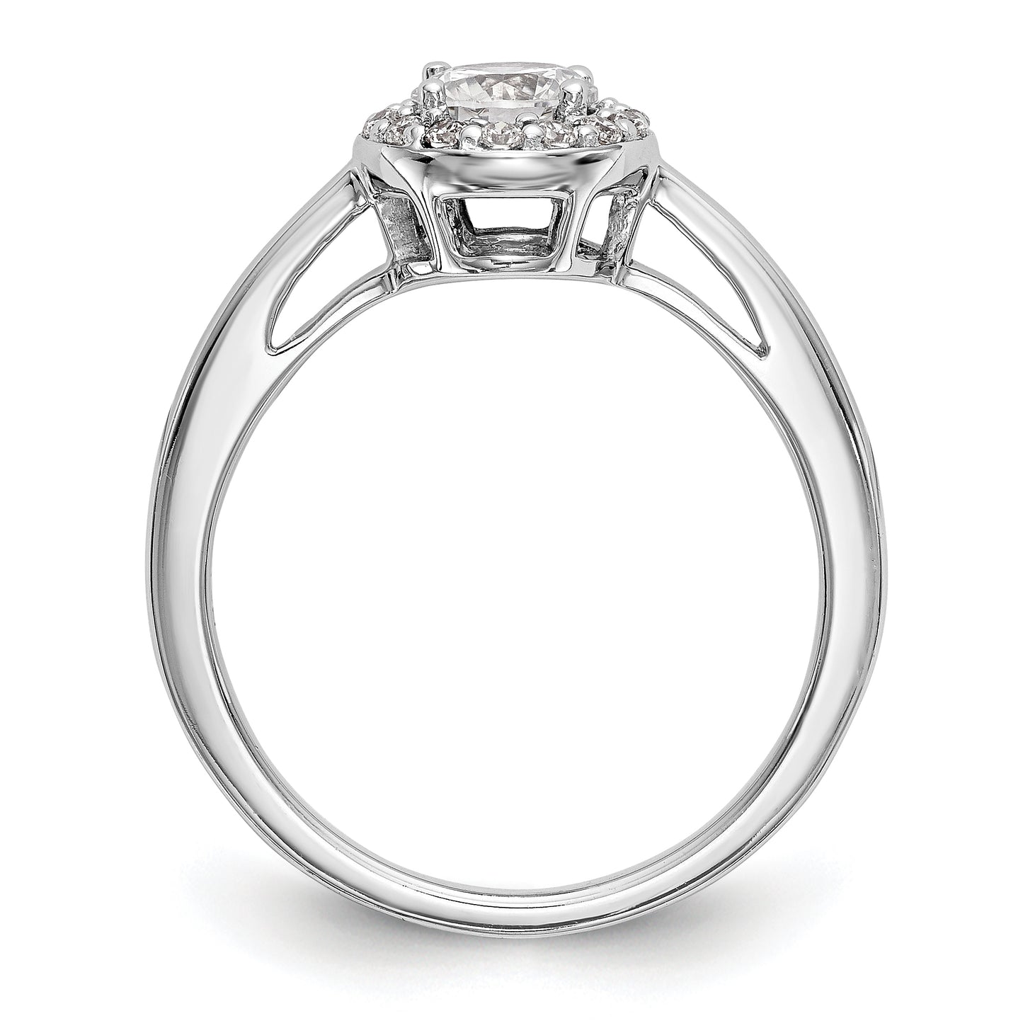 14K White Gold Halo (Holds 1/2 carat (5.2mm) Round Center) 1/8 carat Diamond Semi-Mount Engagement Ring
