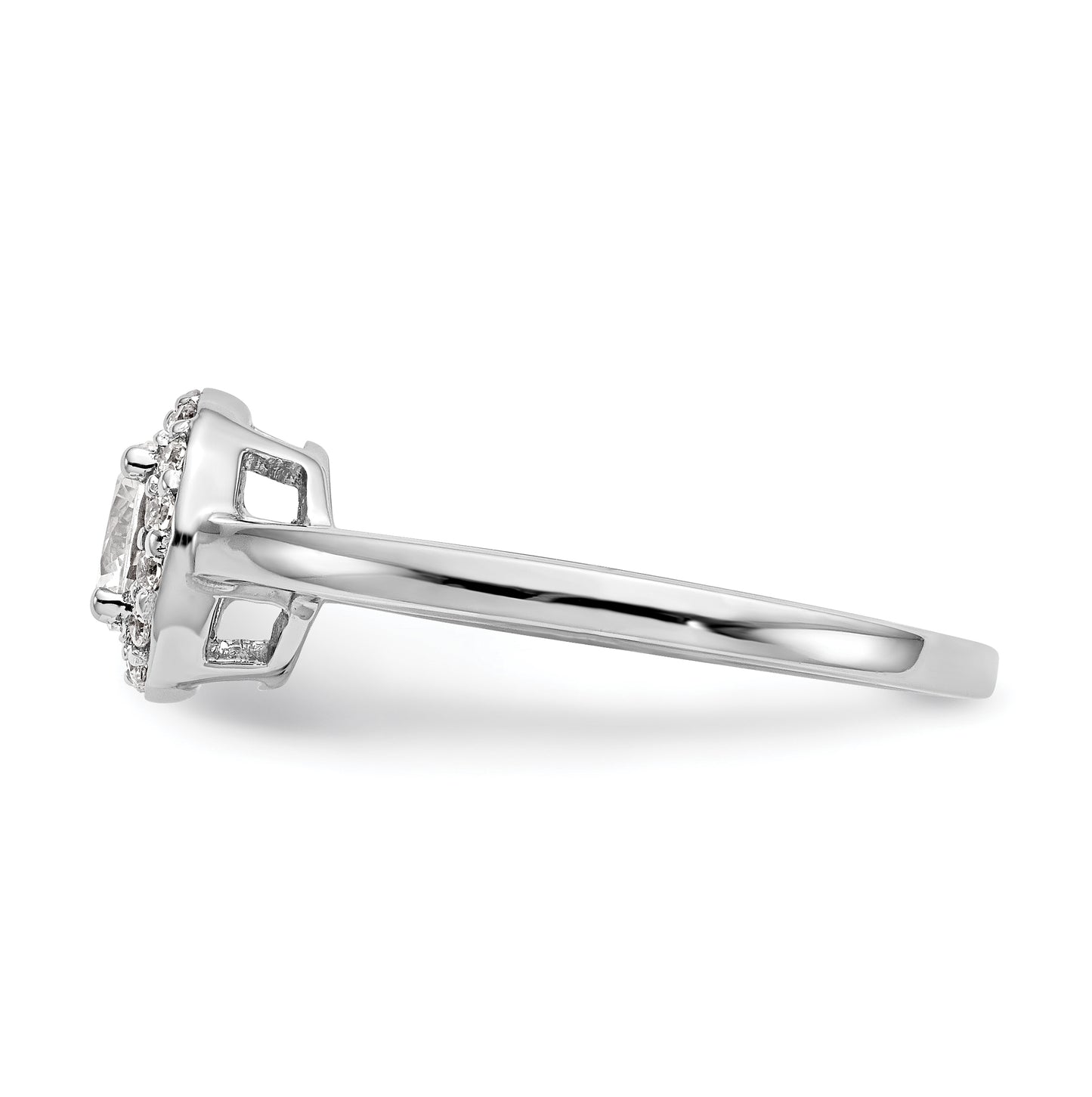 14K White Gold Halo (Holds 1/2 carat (5.2mm) Round Center) 1/8 carat Diamond Semi-Mount Engagement Ring