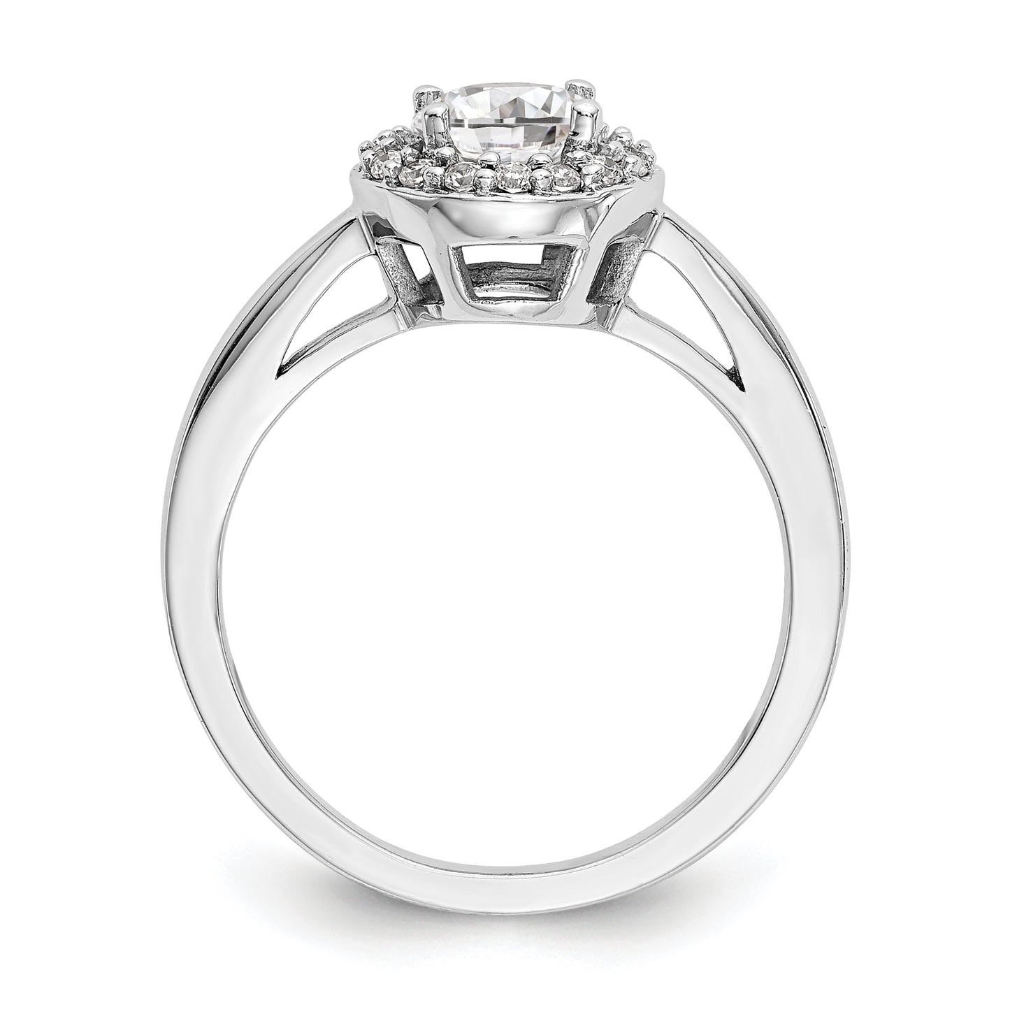 14K White Gold Halo (Holds 3/4 carat (6.5mm) Round Center) 1/6 carat Diamond Semi-Mount Engagement Ring