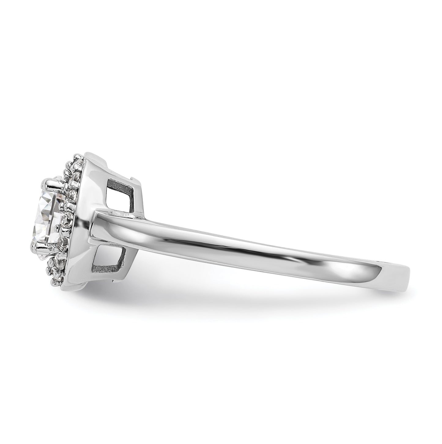 14K White Gold Halo (Holds 3/4 carat (6.5mm) Round Center) 1/6 carat Diamond Semi-Mount Engagement Ring