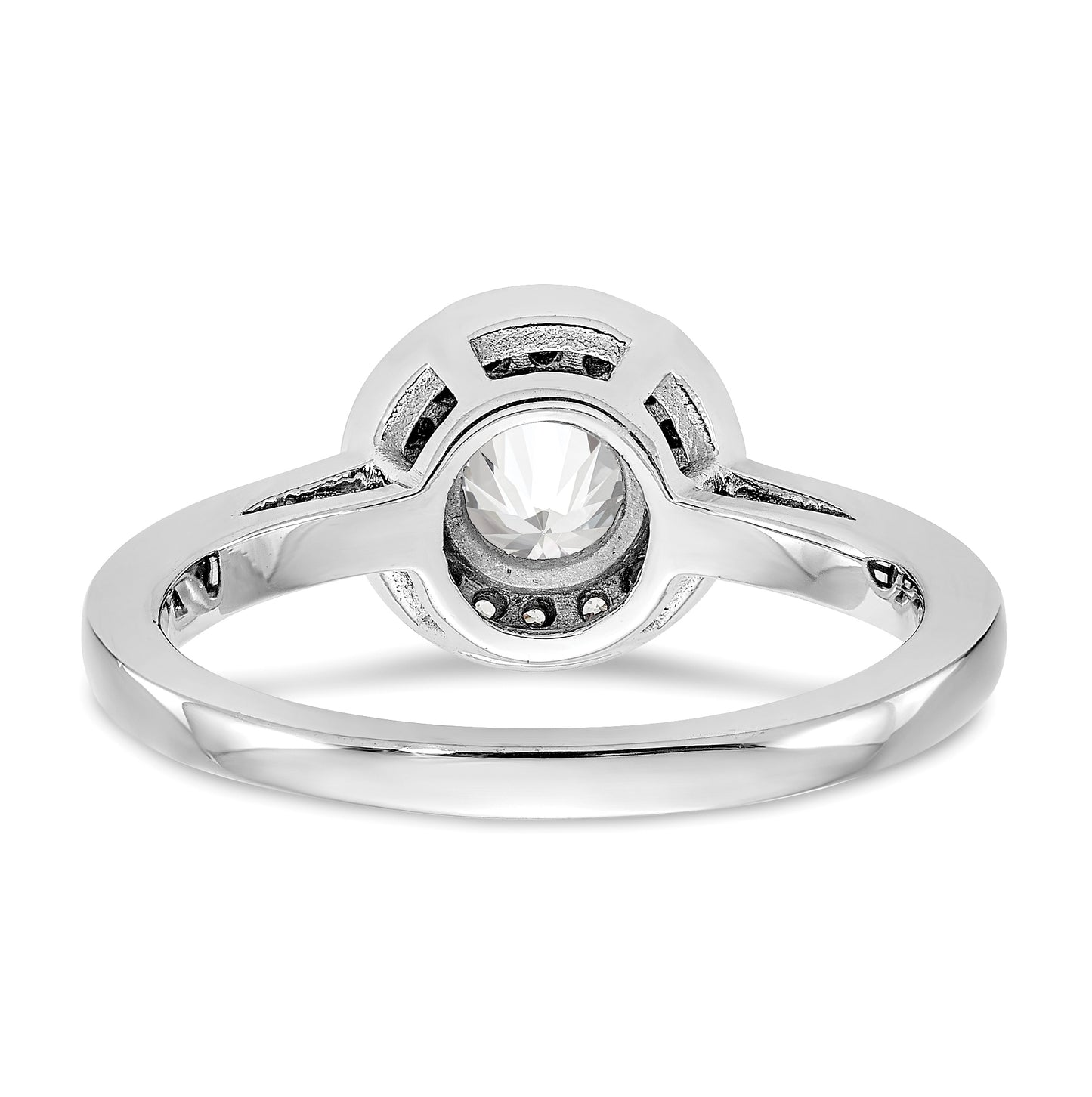 14K White Gold Halo (Holds 3/4 carat (6.5mm) Round Center) 1/6 carat Diamond Semi-Mount Engagement Ring