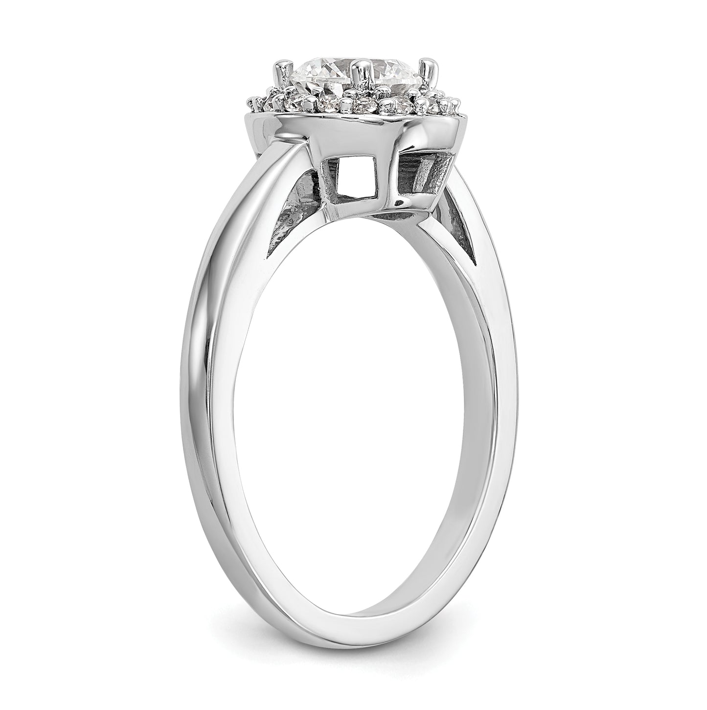 14K White Gold Halo (Holds 3/4 carat (6.5mm) Round Center) 1/6 carat Diamond Semi-Mount Engagement Ring