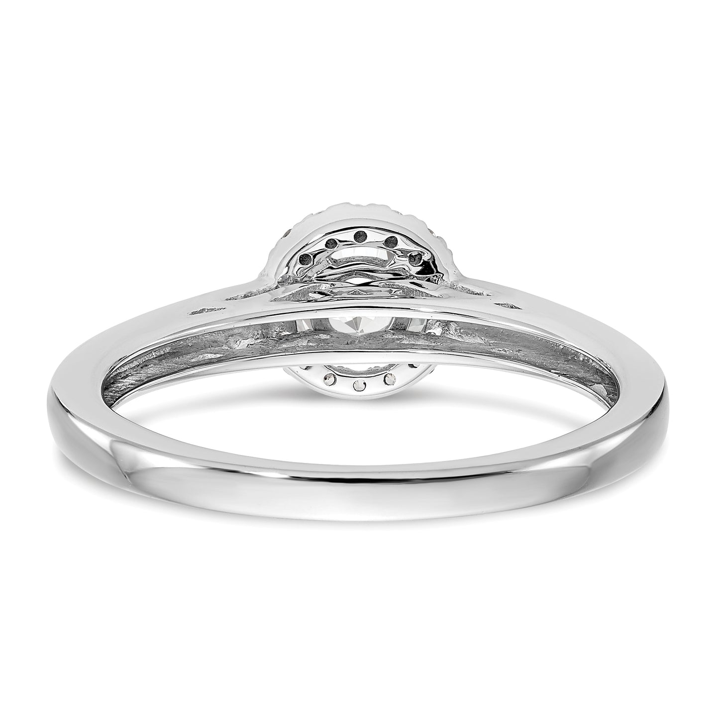 14K White Gold Halo (Holds 1/3 carat (4.5mm) Round Center) 1/15 carat Diamond Semi-Mount Engagement Ring