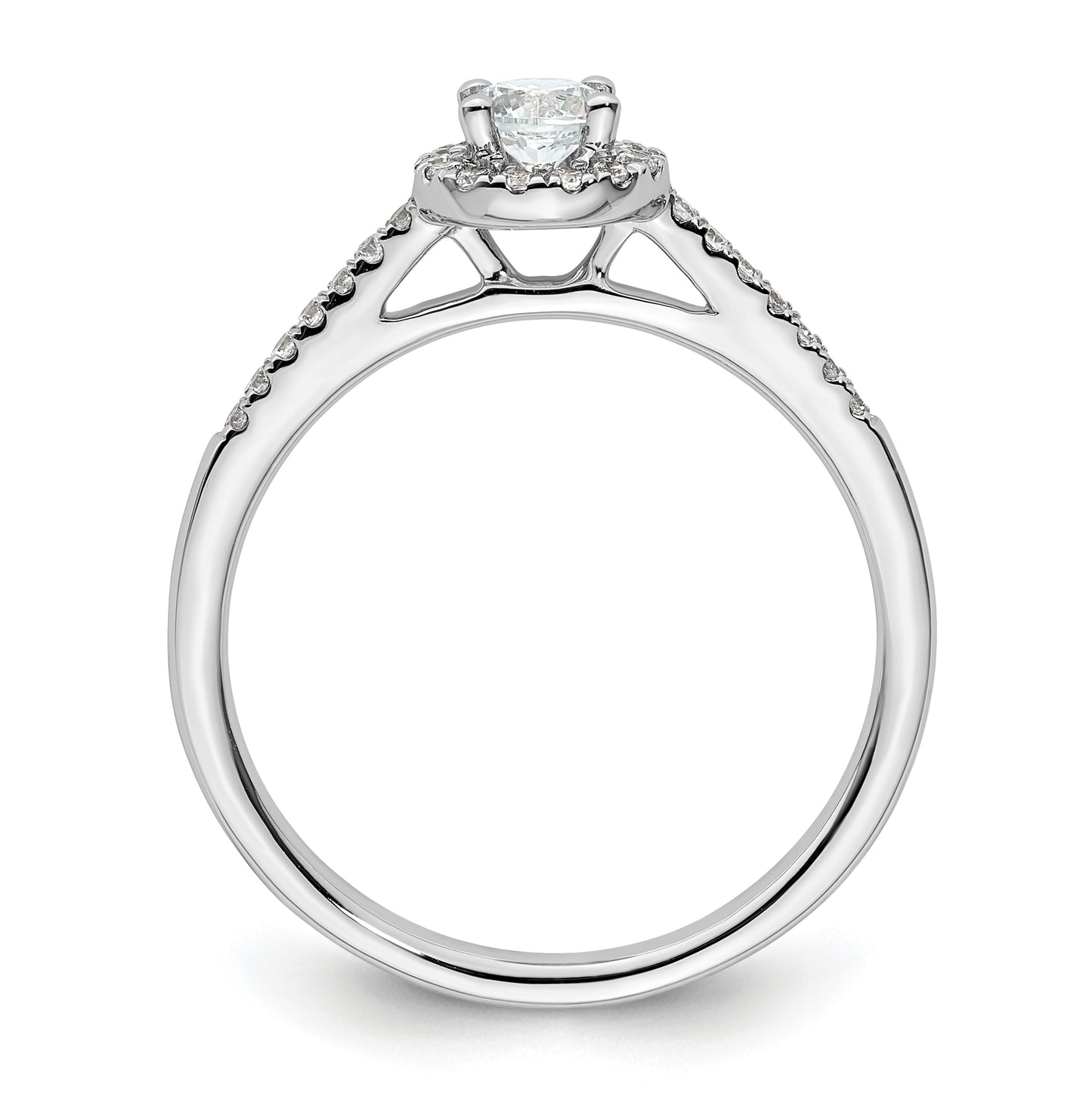 14K White Gold Halo (Holds 1/4 carat (4.00mm) Round Center) 1/6 carat  Diamond Semi-Mount Engagement Ring