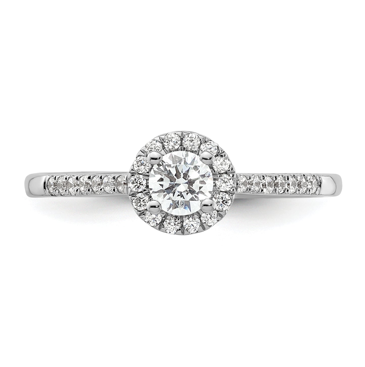 14K White Gold Halo (Holds 1/4 carat (4.00mm) Round Center) 1/6 carat  Diamond Semi-Mount Engagement Ring