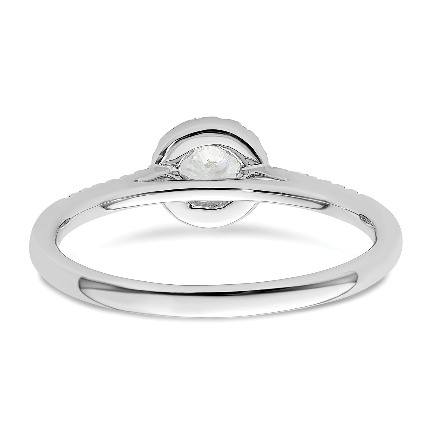 14K White Gold Halo (Holds 1/4 carat (4.00mm) Round Center) 1/6 carat  Diamond Semi-Mount Engagement Ring