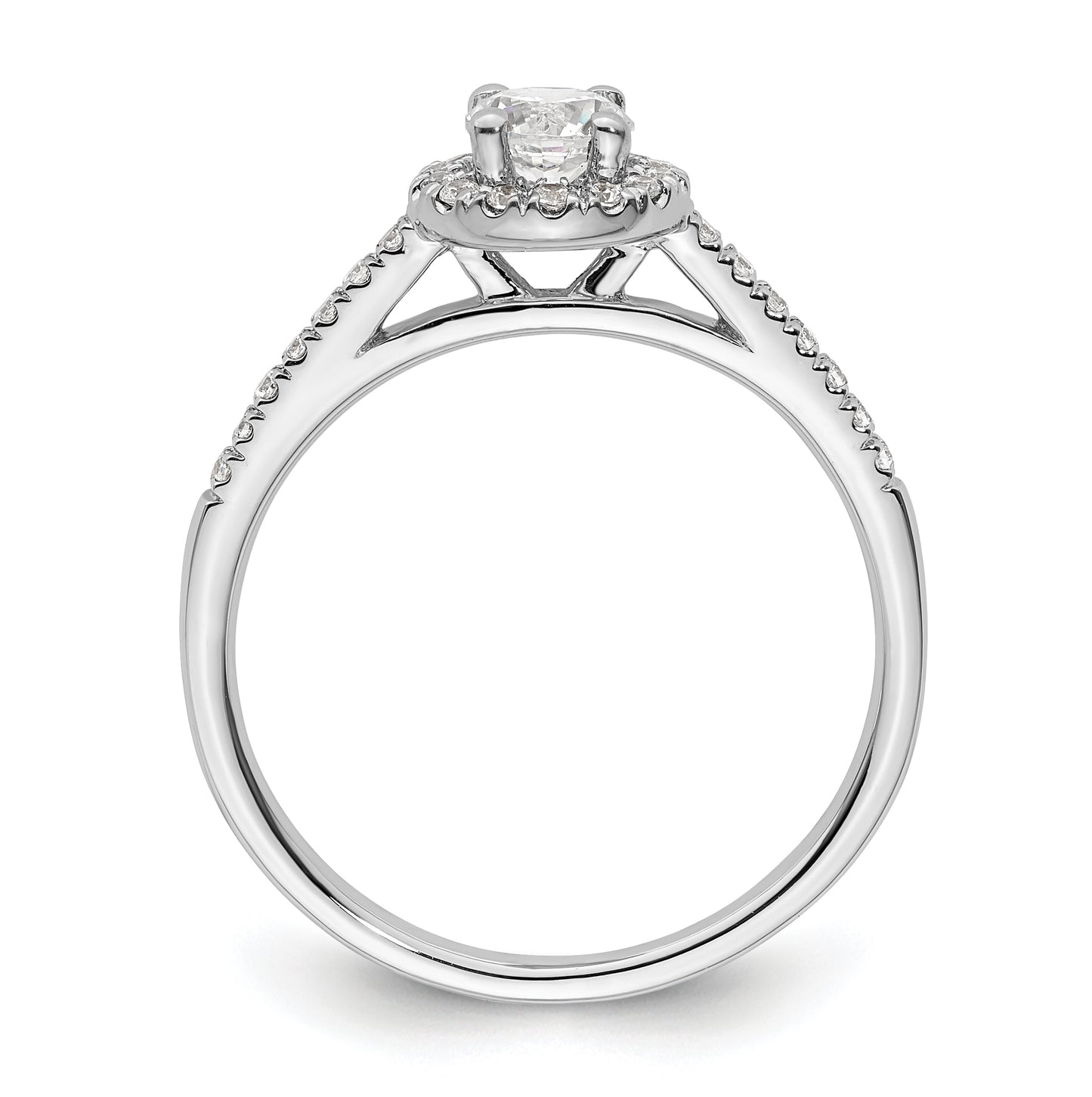 14K White Gold Halo (Holds 1/3 carat (4.5mm) Round Center) 1/6 carat  Diamond Semi-Mount Engagement Ring