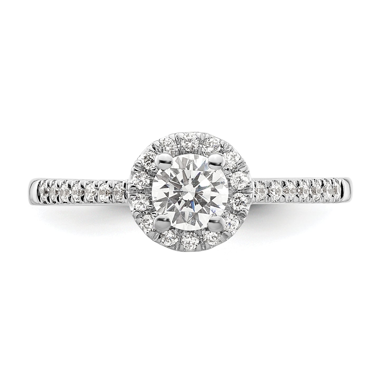 14K White Gold Halo (Holds 1/3 carat (4.5mm) Round Center) 1/6 carat  Diamond Semi-Mount Engagement Ring