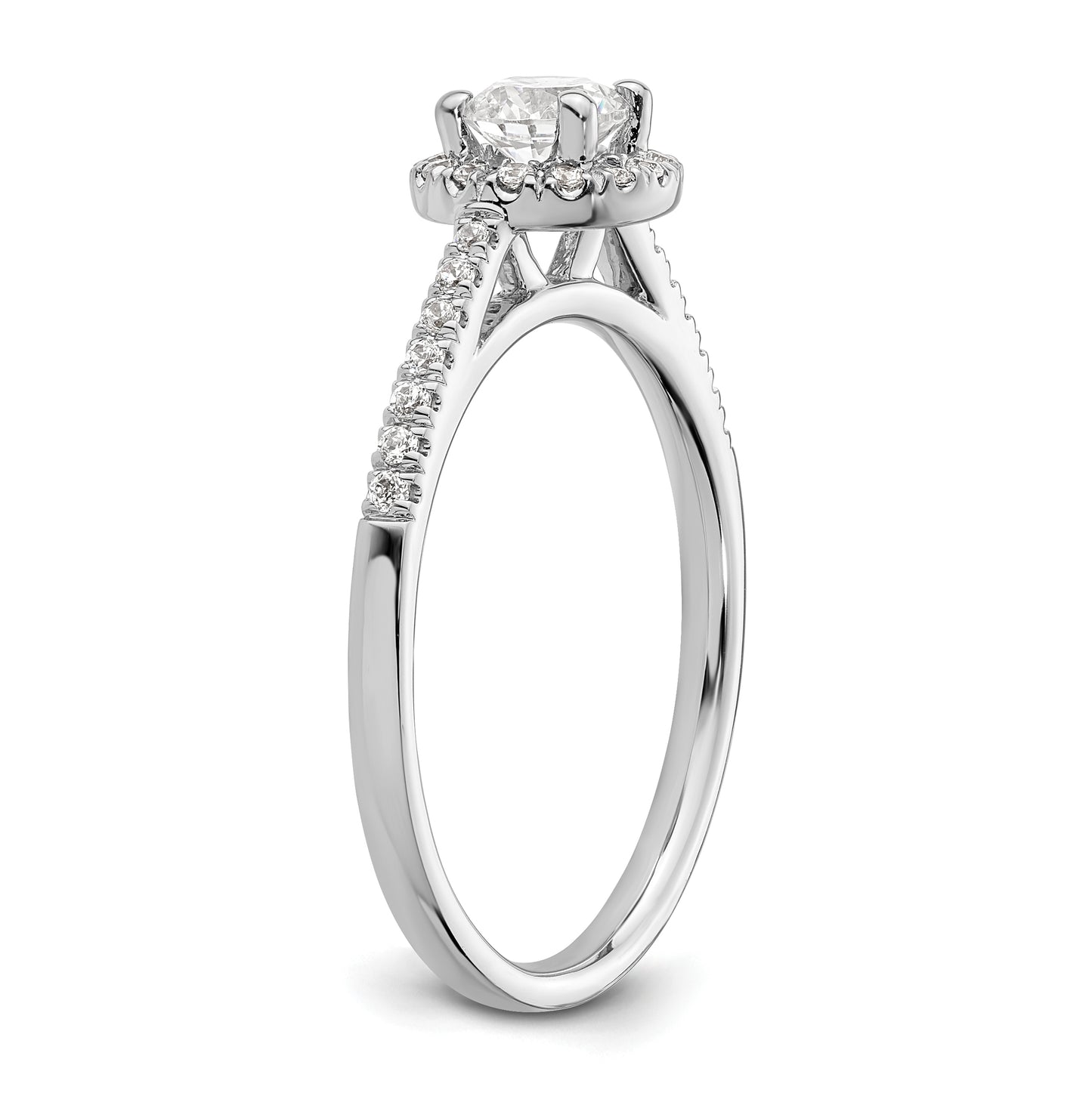 14K White Gold Halo (Holds 1/3 carat (4.5mm) Round Center) 1/6 carat  Diamond Semi-Mount Engagement Ring
