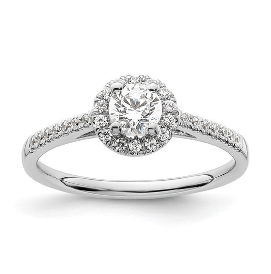 14K White Gold Halo (Holds 1/3 carat (4.5mm) Round Center) 1/6 carat  Diamond Semi-Mount Engagement Ring