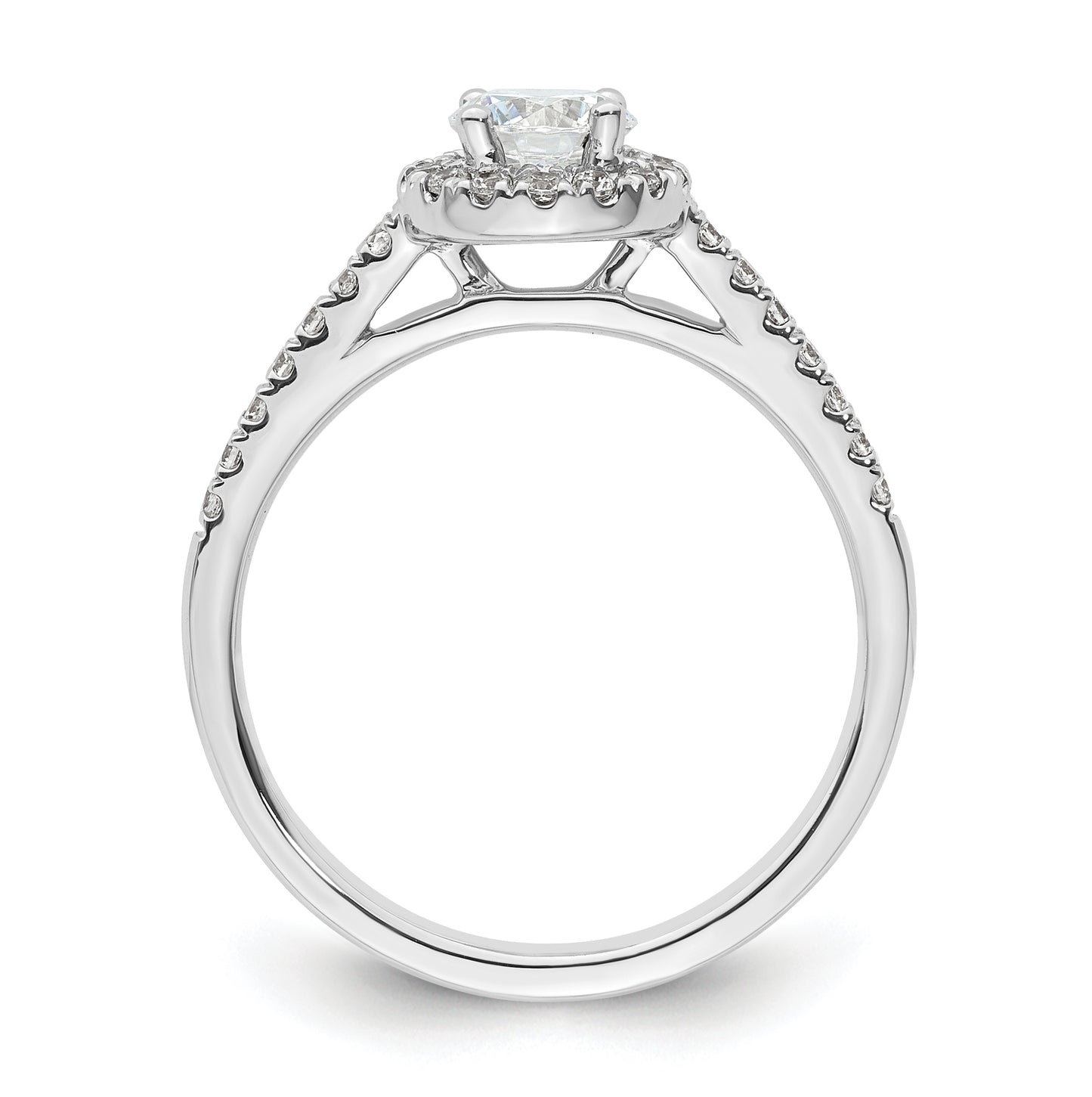 14K White Gold Halo (Holds 1/2 carat (5.1mm) Round Center) 1/4 carat  Diamond Semi-Mount Engagement Ring