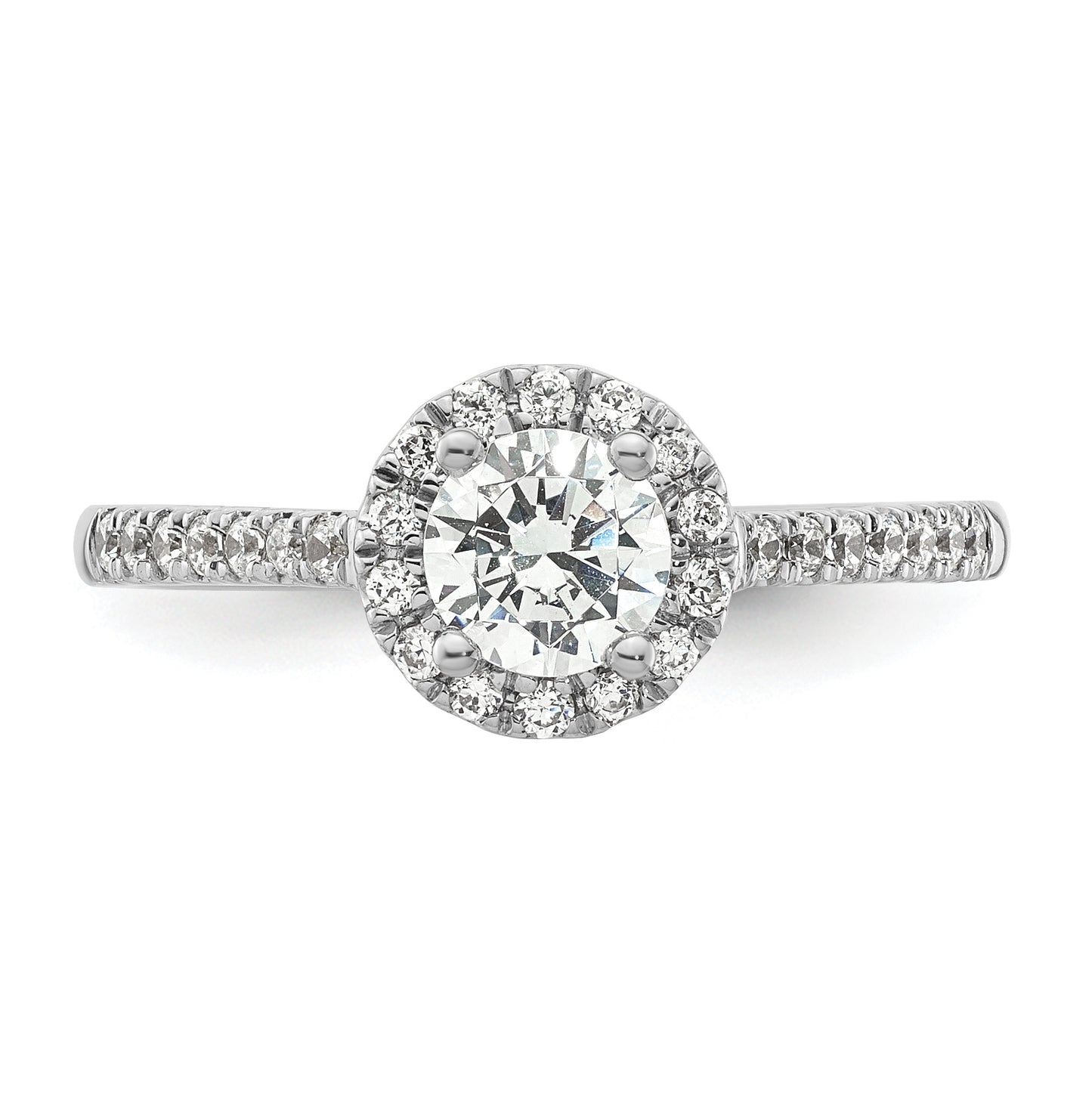 14K White Gold Halo (Holds 1/2 carat (5.1mm) Round Center) 1/4 carat  Diamond Semi-Mount Engagement Ring