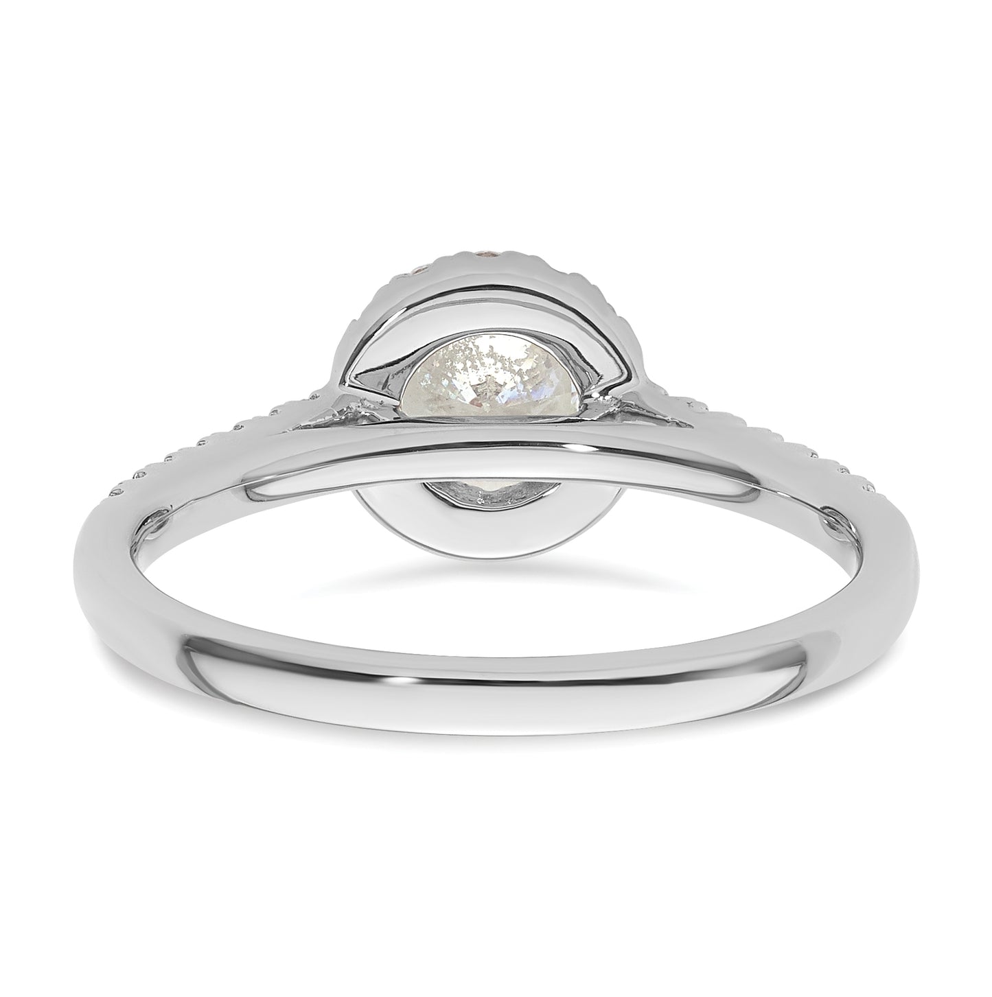 14K White Gold Halo (Holds 1/2 carat (5.1mm) Round Center) 1/4 carat  Diamond Semi-Mount Engagement Ring