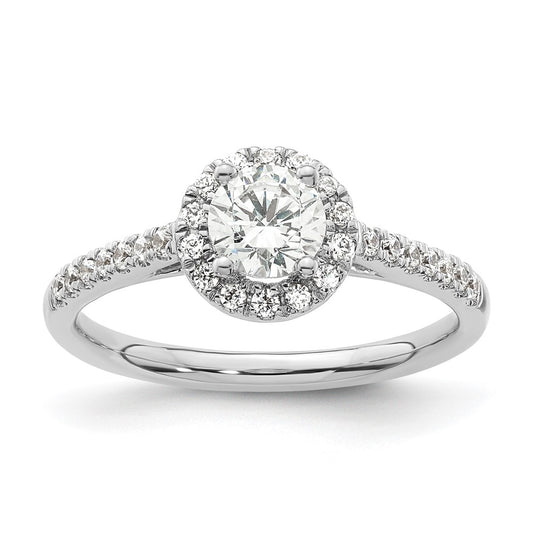 14K White Gold Halo (Holds 1/2 carat (5.1mm) Round Center) 1/4 carat  Diamond Semi-Mount Engagement Ring