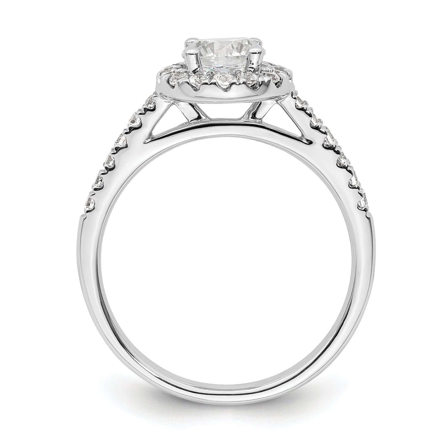 14K White Gold Halo (Holds 3/4 carat (5.8mm) Round Center) 3/8 carat  Diamond Semi-Mount Engagement Ring