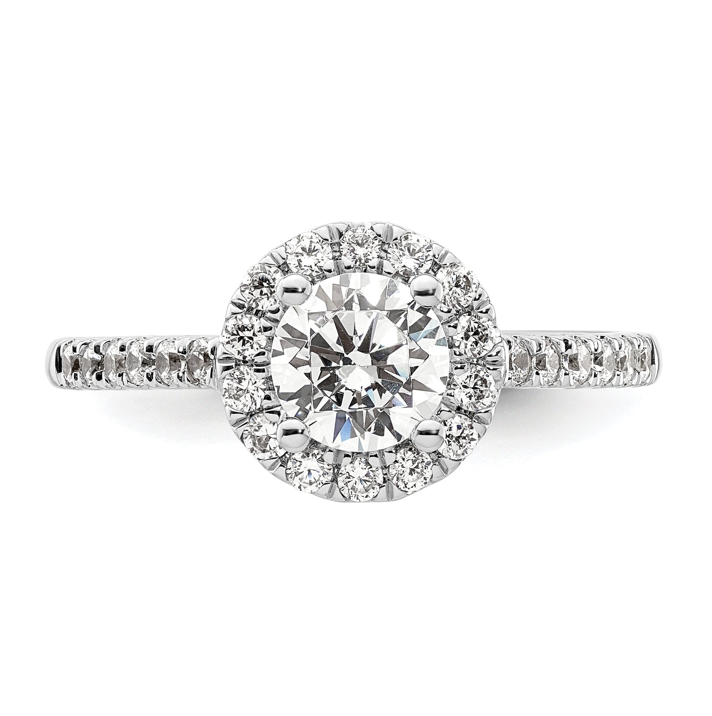 14K White Gold Halo (Holds 3/4 carat (5.8mm) Round Center) 3/8 carat  Diamond Semi-Mount Engagement Ring