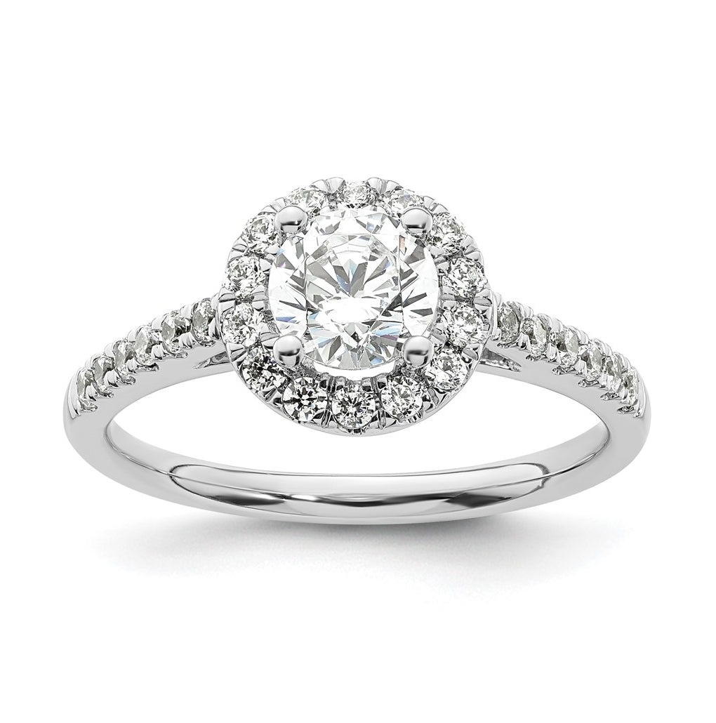 14K White Gold Halo (Holds 3/4 carat (5.8mm) Round Center) 3/8 carat  Diamond Semi-Mount Engagement Ring