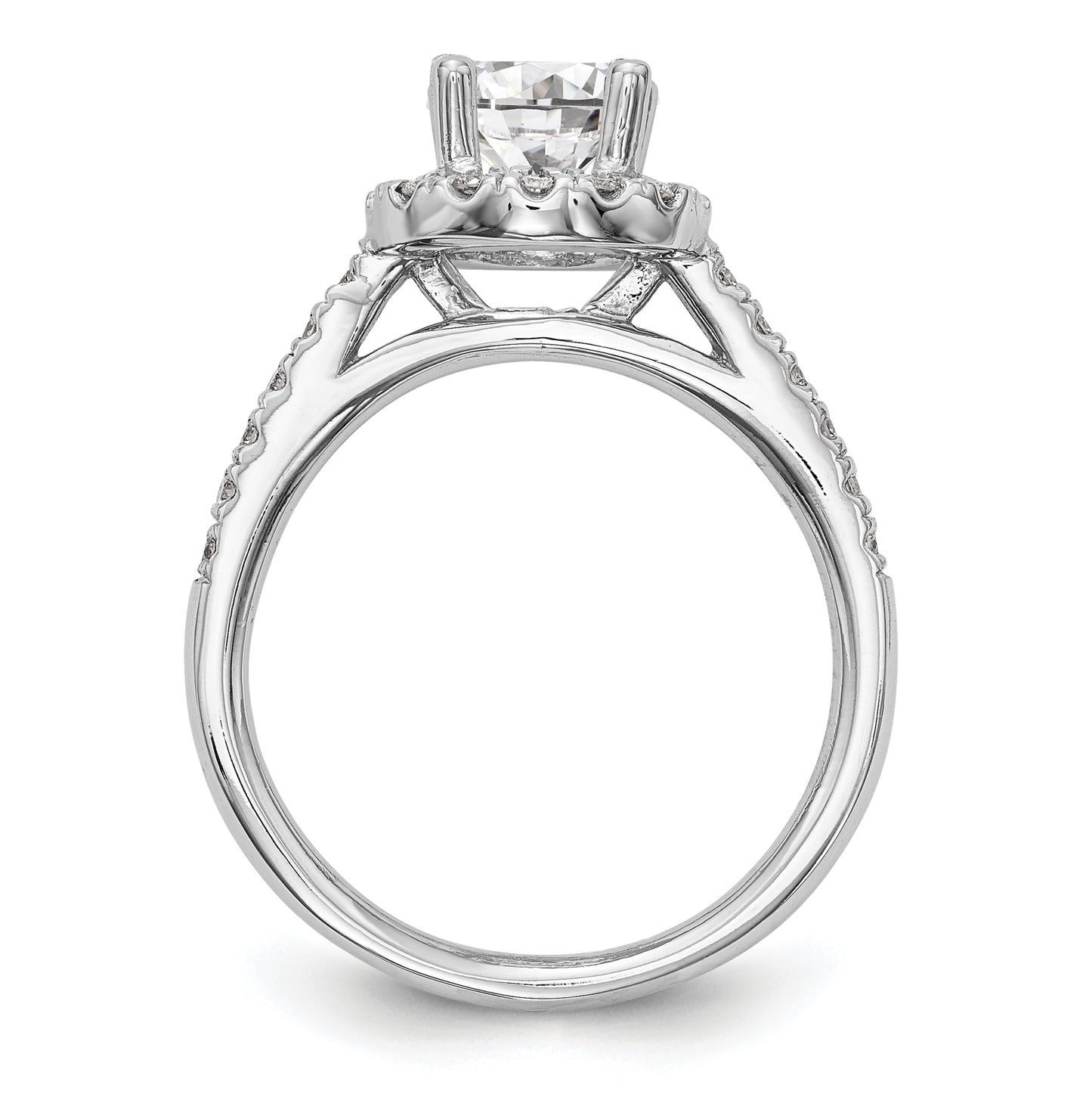 10K White Gold Round Diamond Semi-Mount Halo Engagement Ring