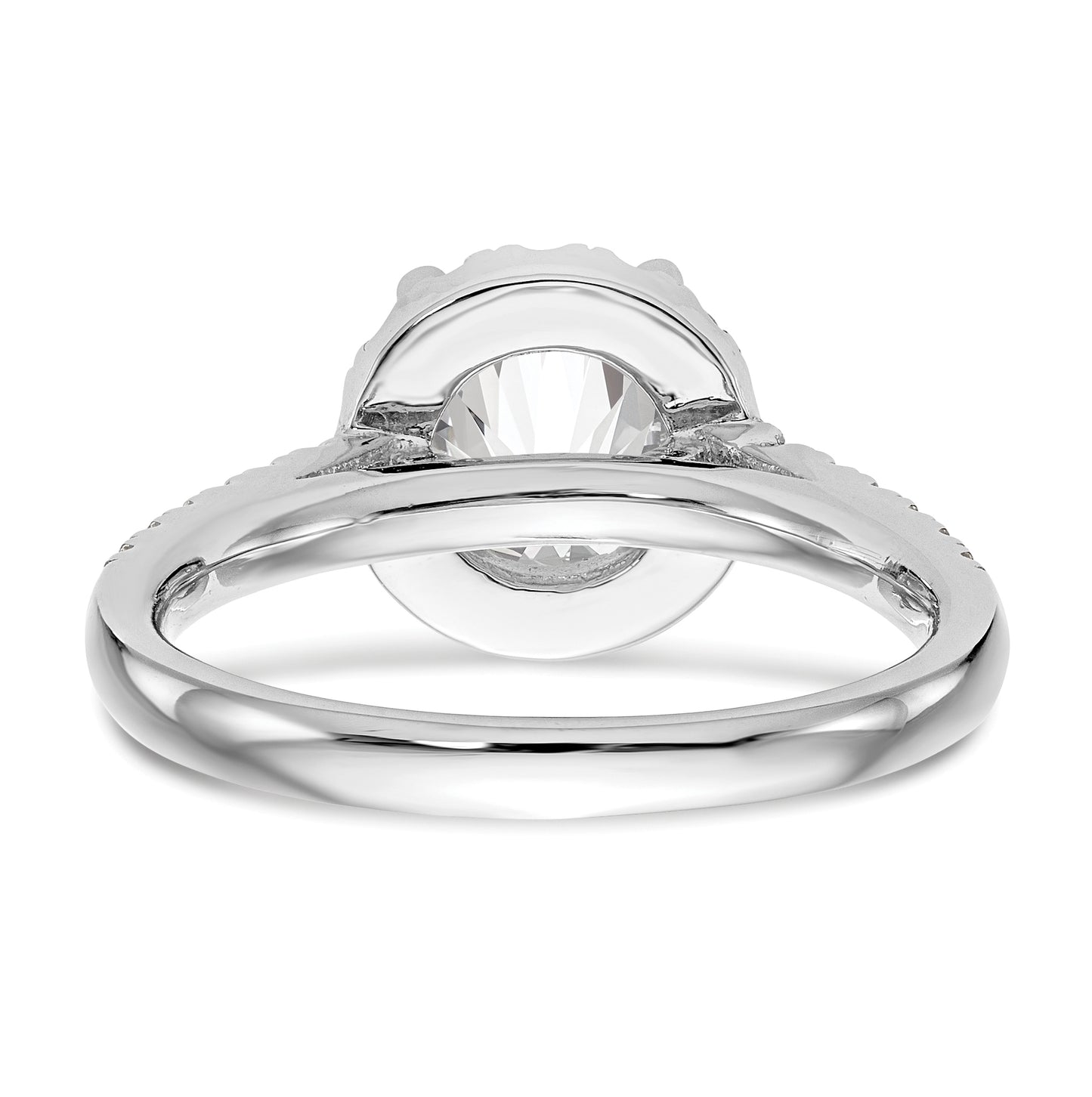 14K White Gold Halo (Holds 1 carat (6.5mm) Round Center) 1/2 carat  Diamond Semi-Mount Engagement Ring