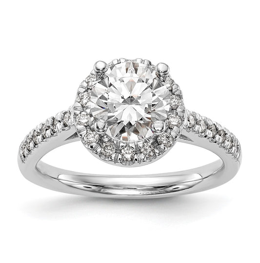 14K White Gold Round Semi-Mount Halo Engagement Ring Diamonds