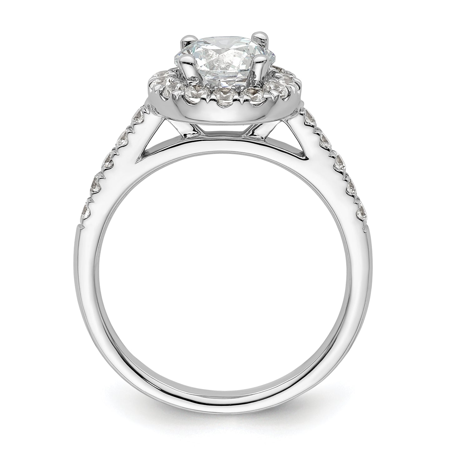 14K White Gold Halo (Holds 1.25 carat (7.00mm) Round Center) 5/8 carat  Diamond Semi-Mount Engagement Ring