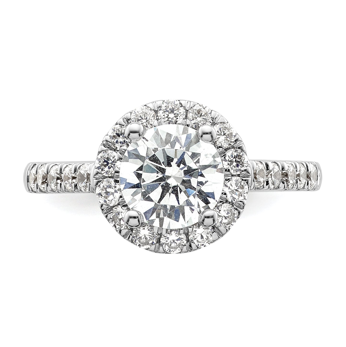 14K White Gold Halo (Holds 1.25 carat (7.00mm) Round Center) 5/8 carat  Diamond Semi-Mount Engagement Ring
