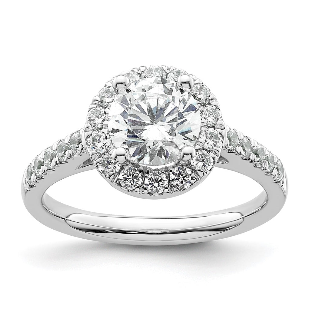 14K White Gold Halo (Holds 1.25 carat (7.00mm) Round Center) 5/8 carat  Diamond Semi-Mount Engagement Ring