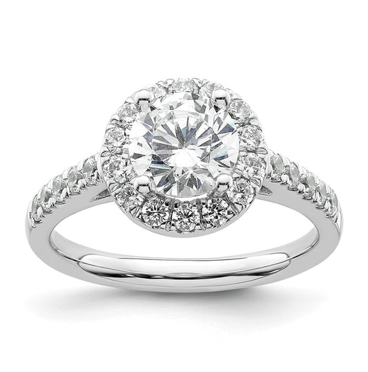 14K White Gold Halo (Holds 1.25 carat (7.00mm) Round Center) 5/8 carat  Diamond Semi-Mount Engagement Ring
