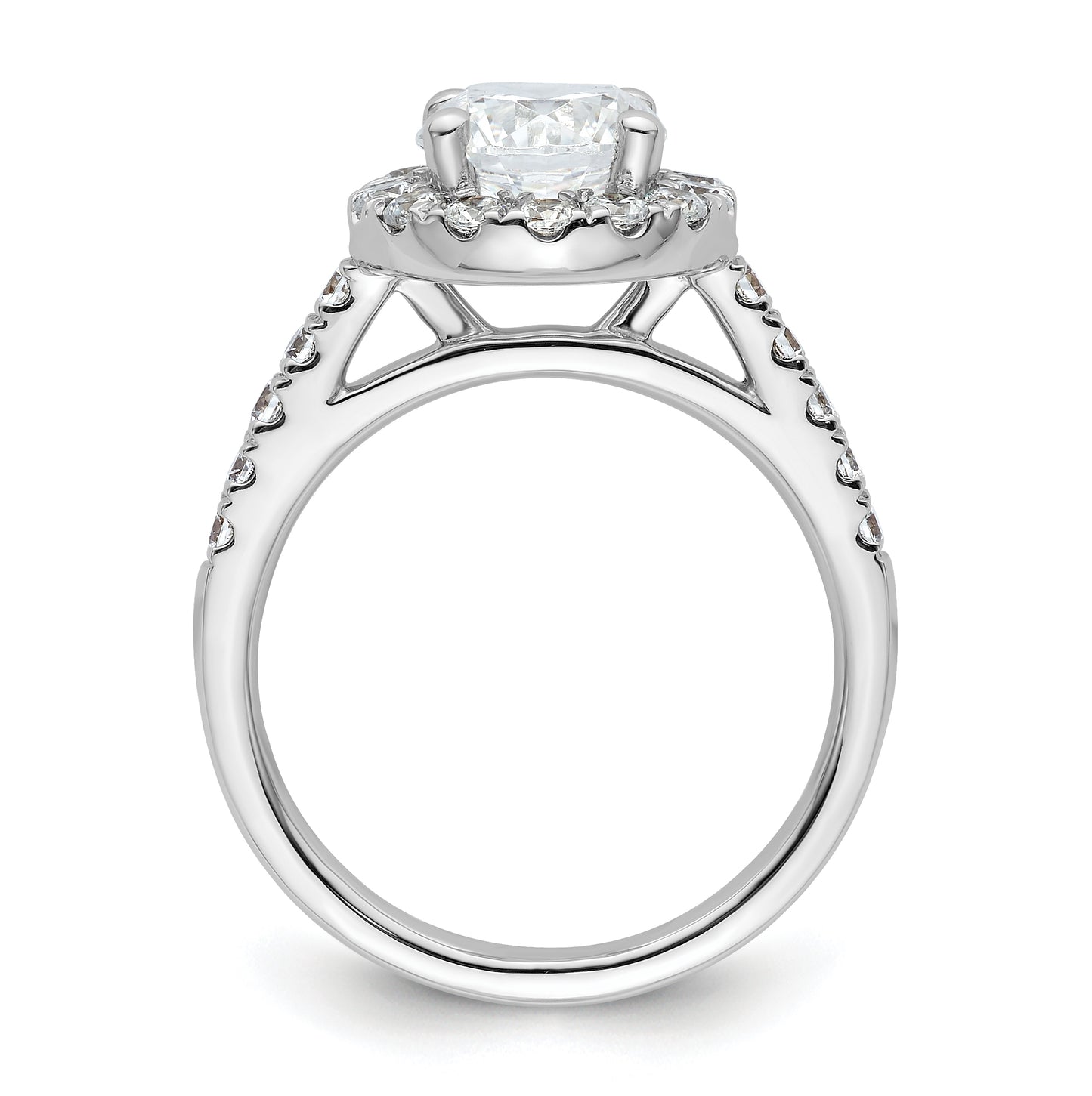 14K White Gold Halo (Holds 1.5 carat (7.5mm) Round Center) 3/4 carat  Diamond Semi-Mount Engagement Ring