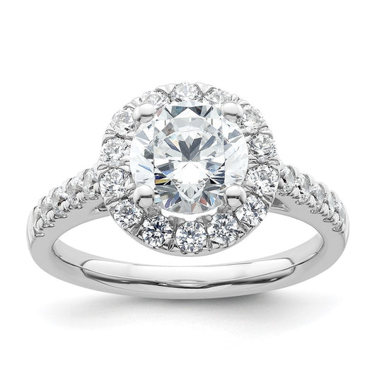 14K White Gold Halo (Holds 1.5 carat (7.5mm) Round Center) 3/4 carat  Diamond Semi-Mount Engagement Ring